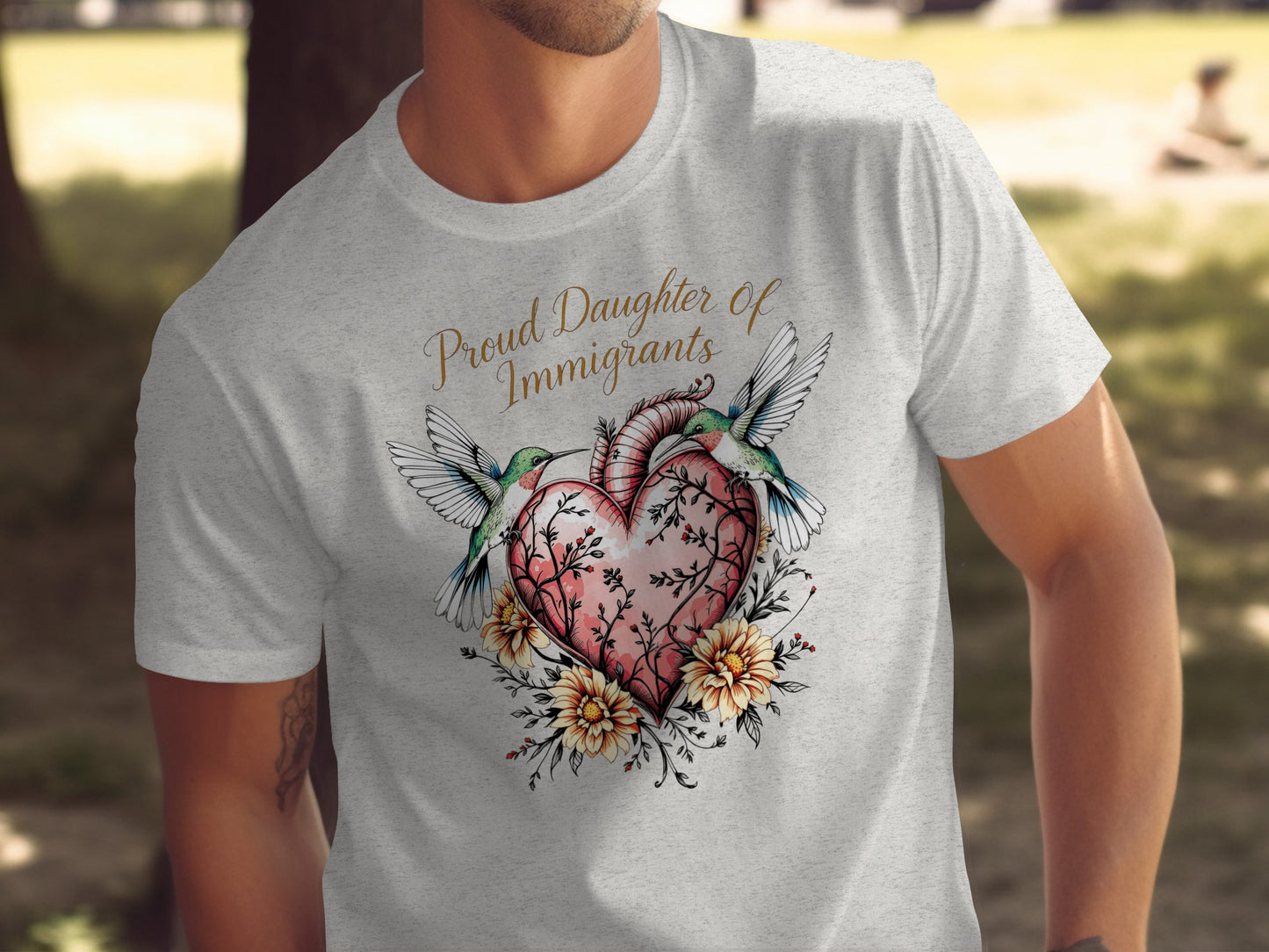 Proud Daughter of Immigrants T-shirt with Heart Design
