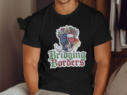 Bridging Borders Skull American Flag Glasses Shirt product