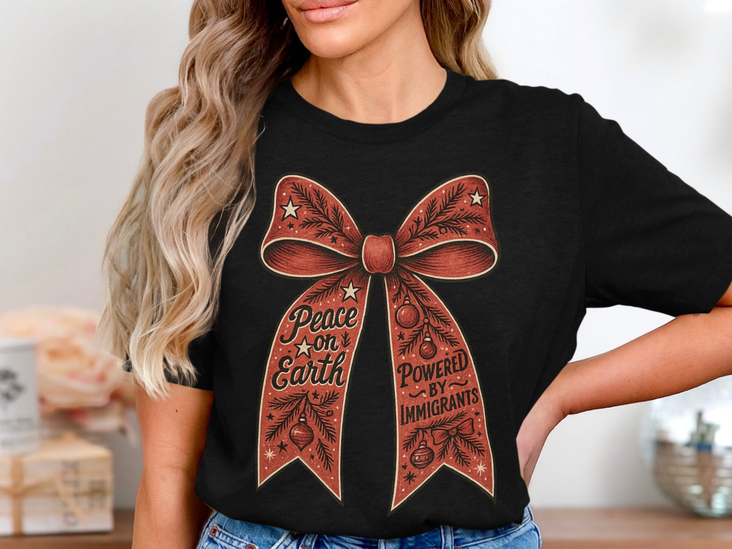 Peace on Earth Powered by Immigrants t-shirt