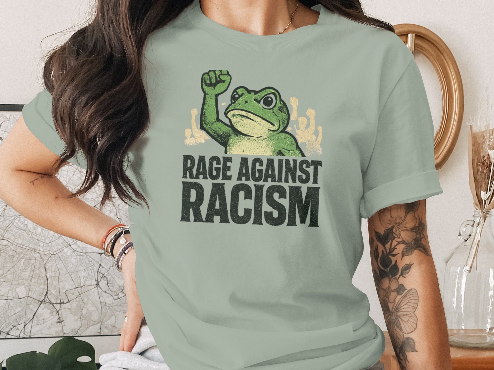 Rage Against Racism Frog Graphic T-shirt