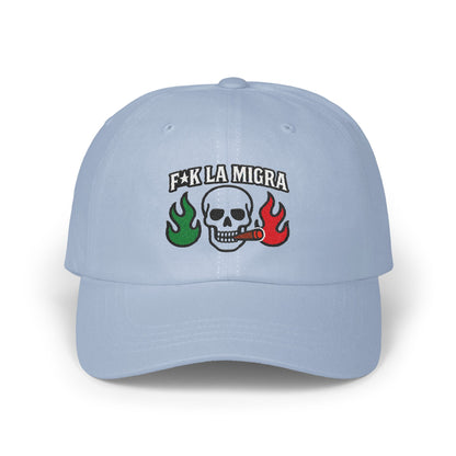 F*ck La Migra Hat With Skull And Flames Design product