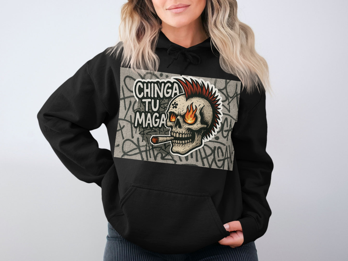 Chinga Tu Maga Graphic Skull Hoodie Sweatshirt product