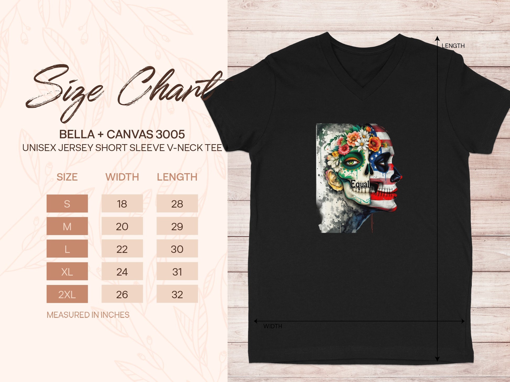 Colorful Sugar Skull Design V-Neck Tee Shirt product type