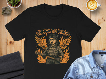 Bold Artistic Winged Warrior Black T-shirt Product