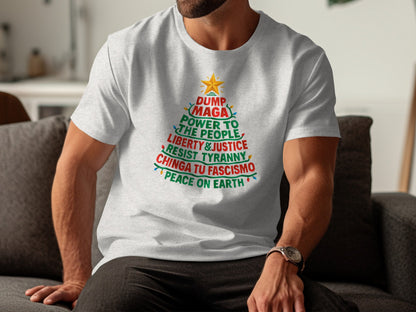 Political Christmas Tree Slogan Design T-shirt