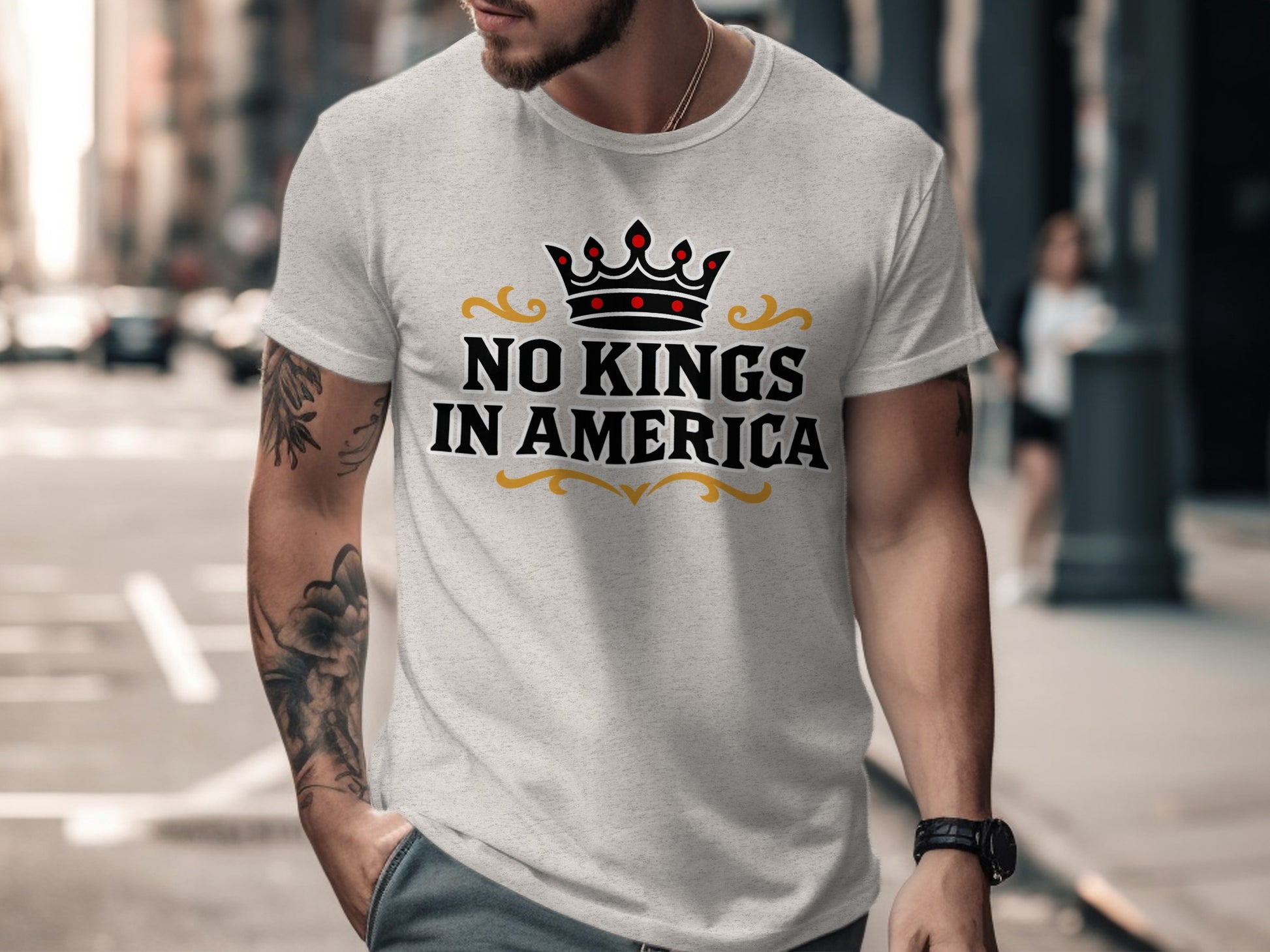 No Kings in America Bold Statement T-Shirt Product