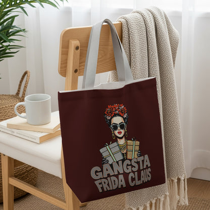 Gangsta Frida Claus Tote Bag with Floral Headband
