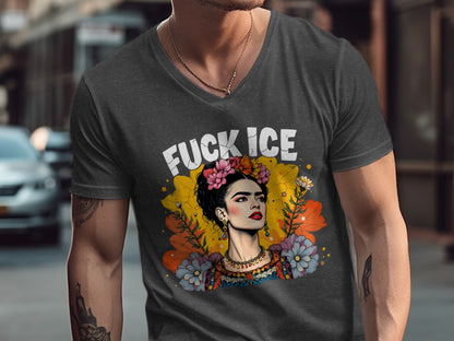 Bold Frida Kahlo Fuck ICE Graphic Tee