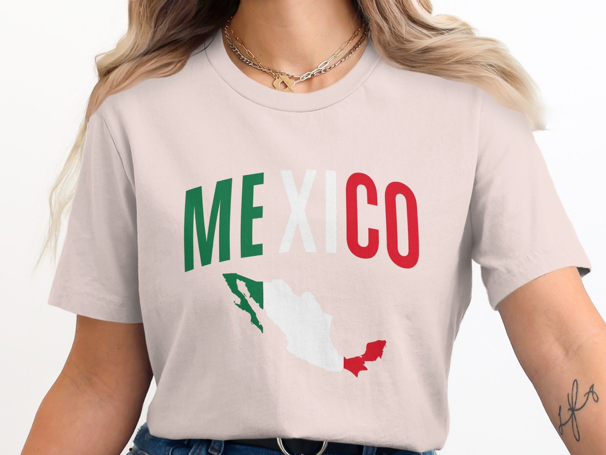 Stylish Mexico Map and Flag Design TShirt Product