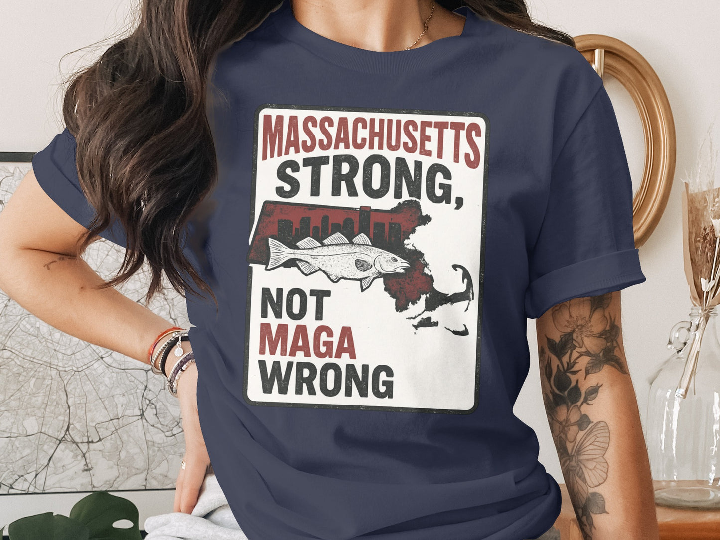 Massachusetts Strong Not Maga Wrong T-Shirt product