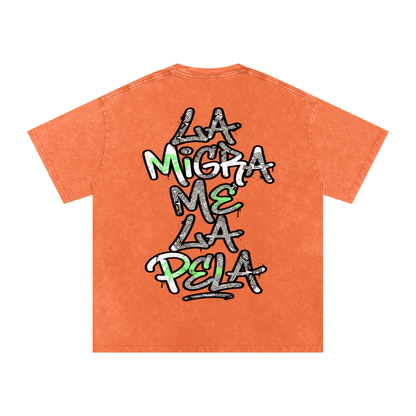 La migra me la pela Snow Washed Oversized Cotton T-Shirt