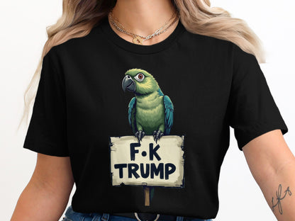 Parrot Holding F*K Trump Sign Printed Shirt product