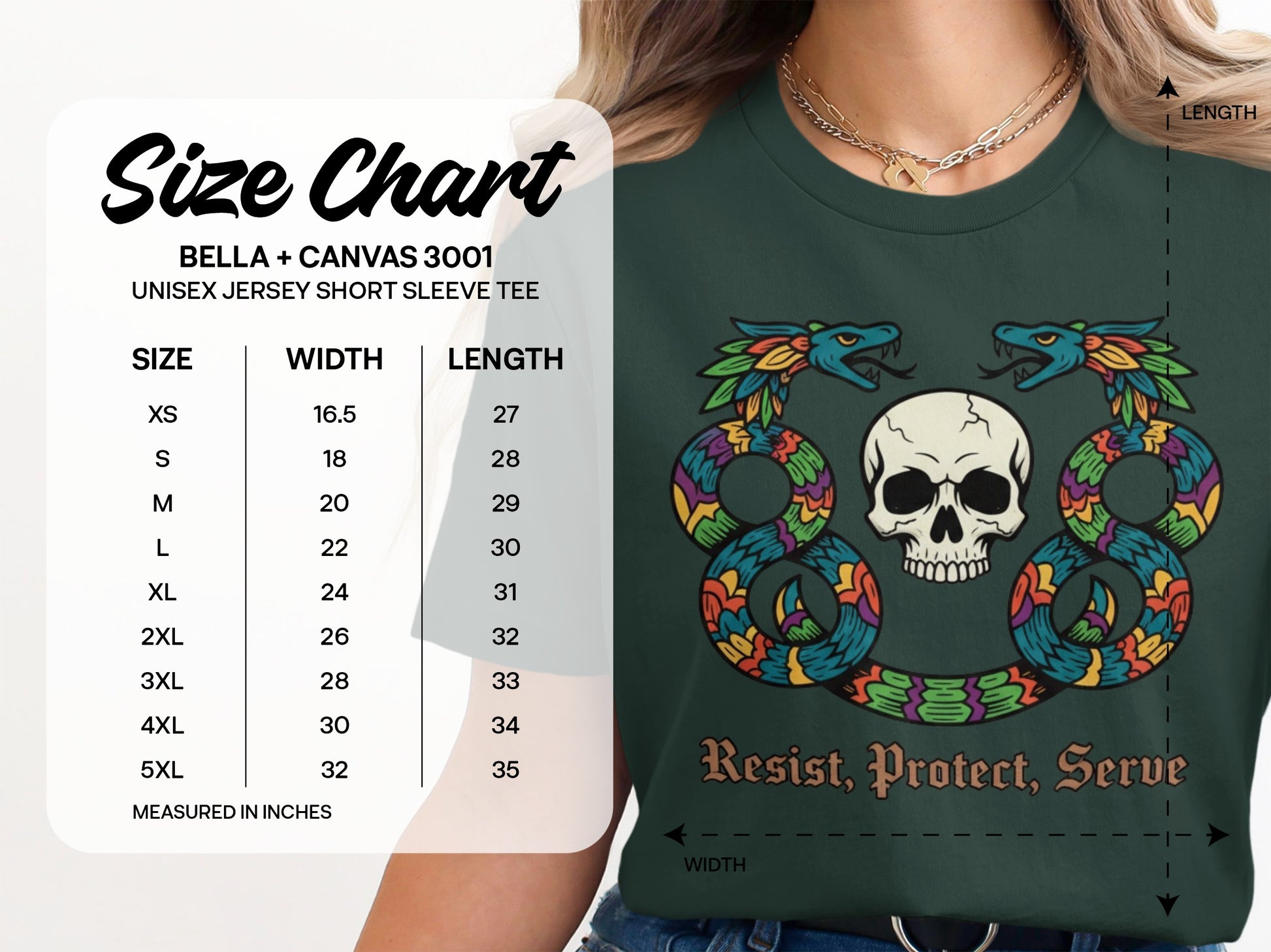 Resist Protect Serve Skull Snake T-shirt