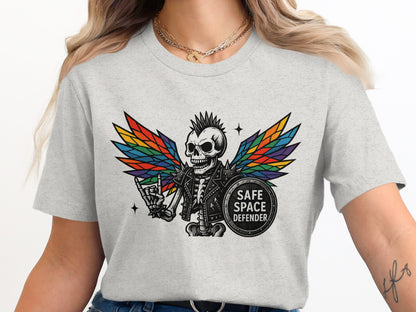 Skull with Rainbow Wings Safe Space Defender T-Shirt product