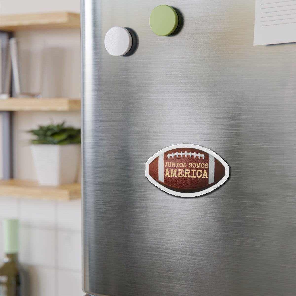 Juntos Somos America Football Shape Fridge Magnet