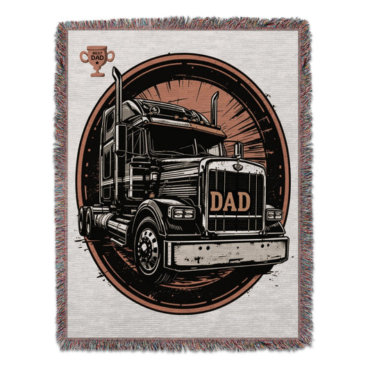 Best Dad Trophy and Truck Woven Blanket product type