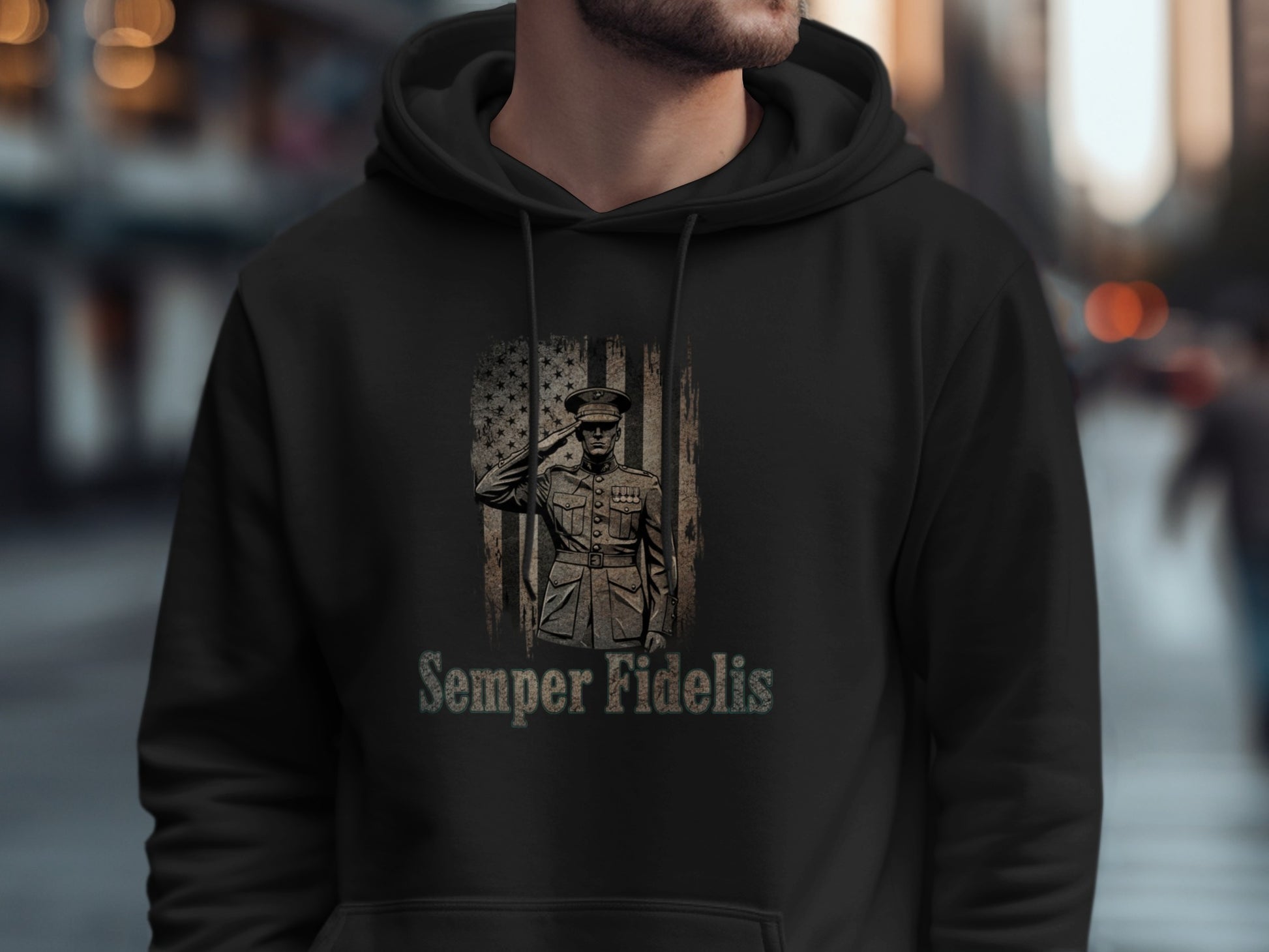Semper Fidelis Graphic Print Military Hoodie