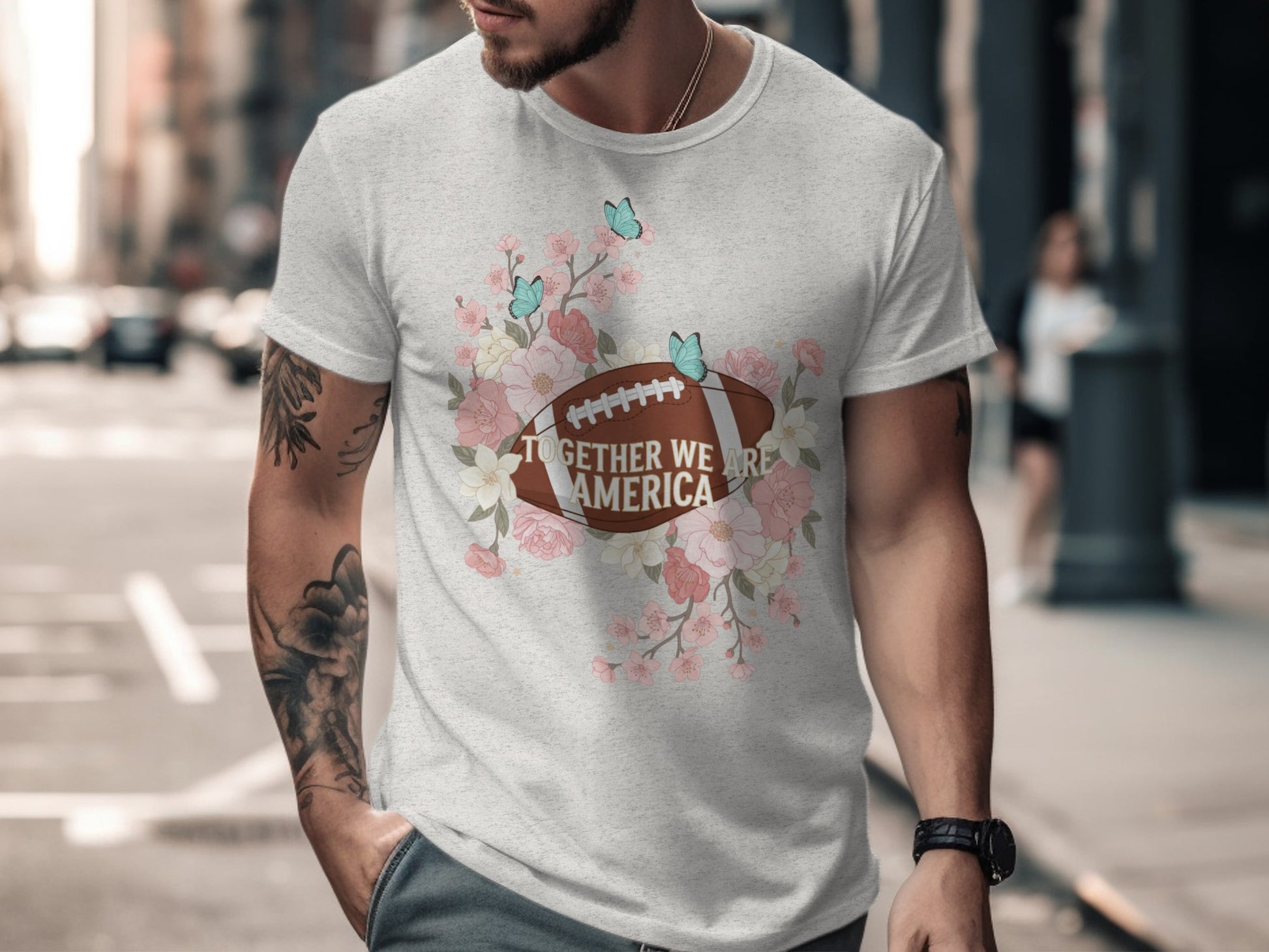Together We Are America Floral Football Graphic Shirt
