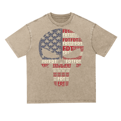 FDT Skull Anti Trump Tee Snow Washed Heavyweight Oversize T-Shirt