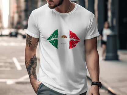 Stylish Mexican Flag Lips Design T-Shirt product type