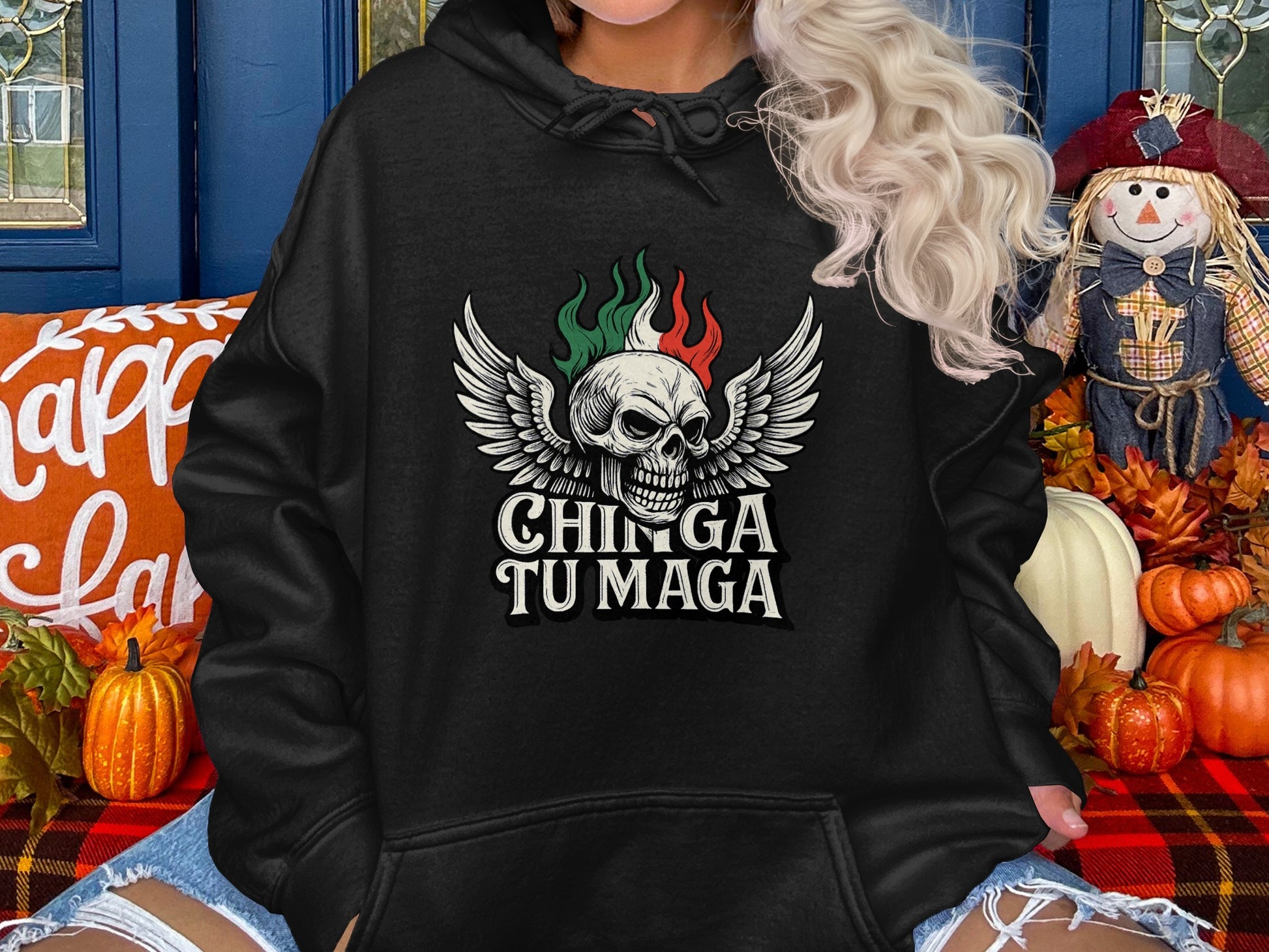 Unique Winged Skull Graphic Hoodie Design product