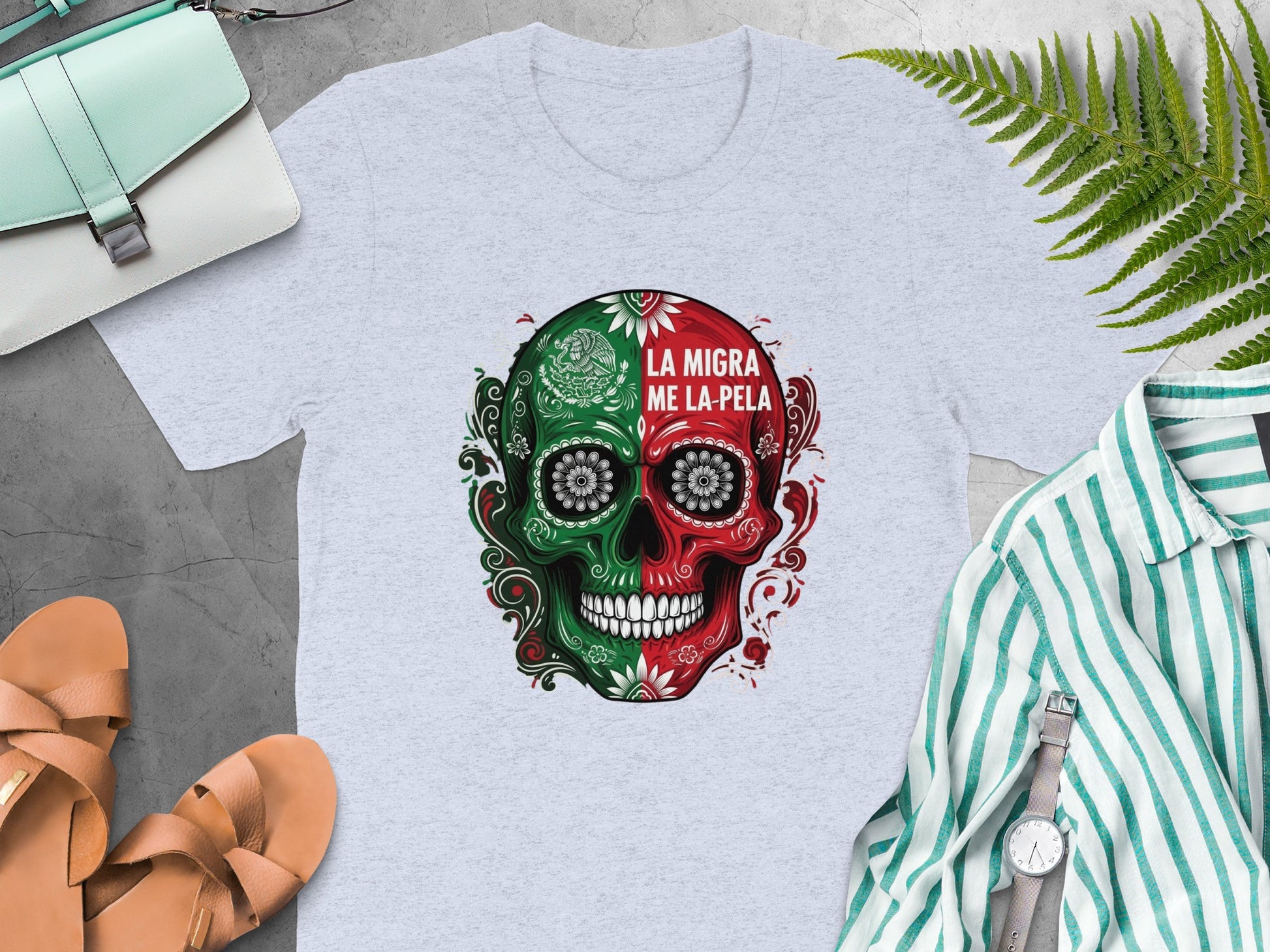 La Migra Me La Pela Mexican Skull Graphic product