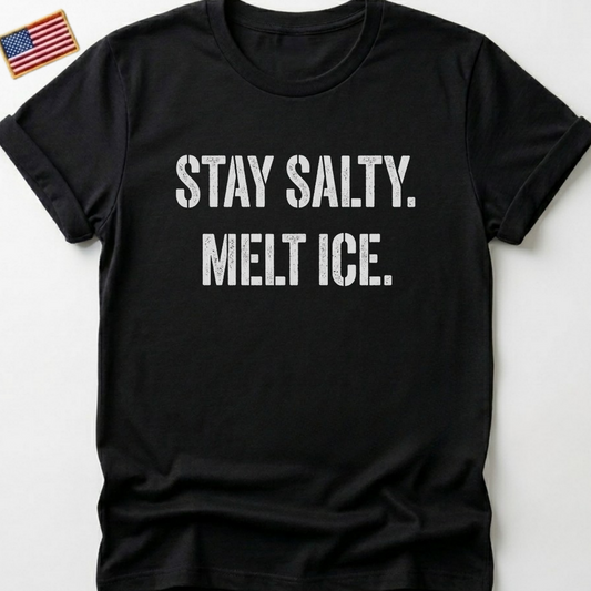 Stay Salty Melt Ice T-Shirts, Funny Sarcastic Quote Tee, Edgy Attitude Graphic Shirt, Humorous Statement T-Shirts, Unique Text Design