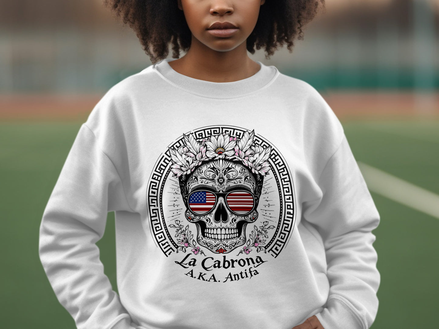 La Cabrona AKA Antifa Skull American Flag Sweatshirt