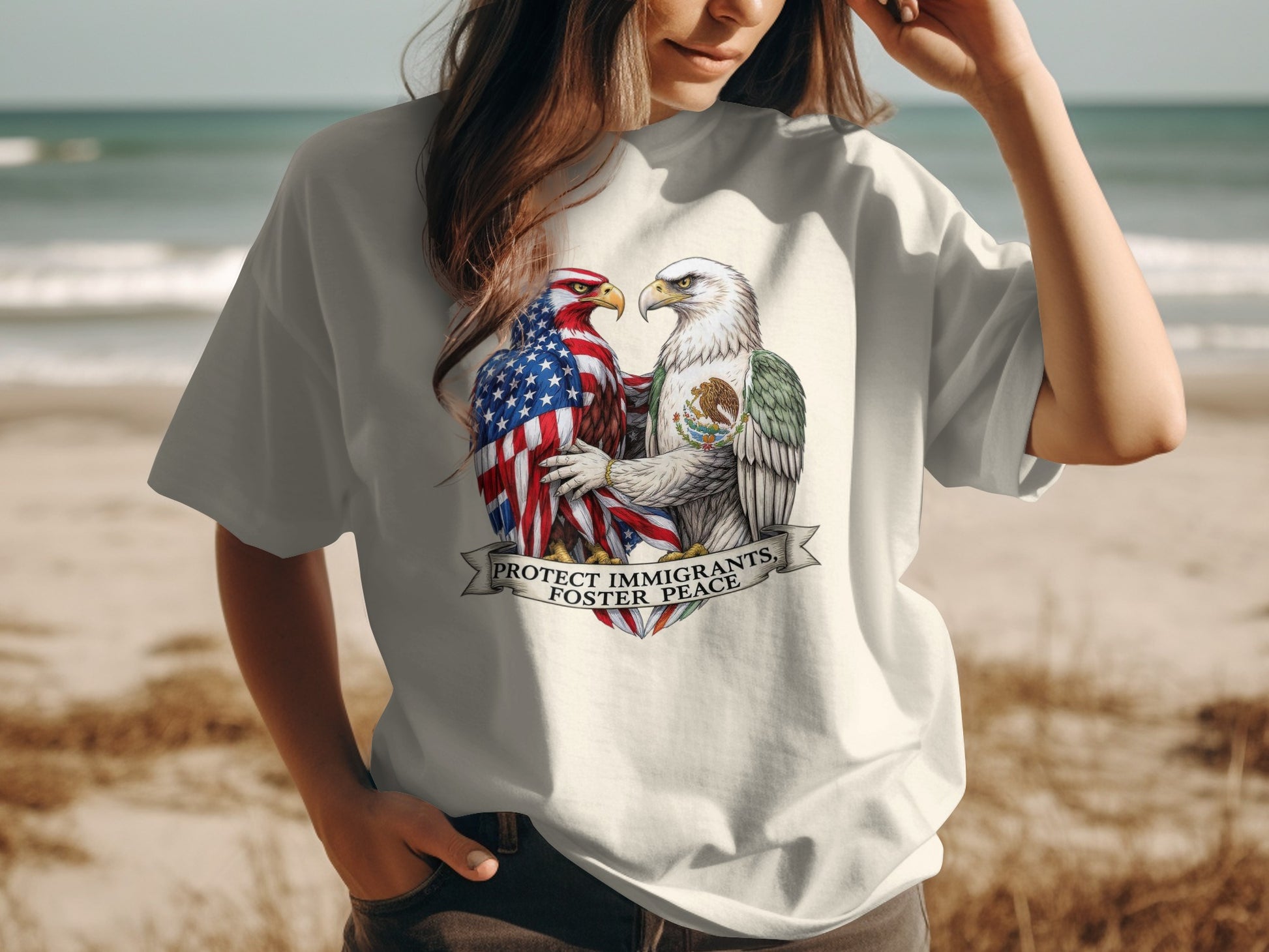 Protect Immigrants Foster Peace Graphic T-shirt product
