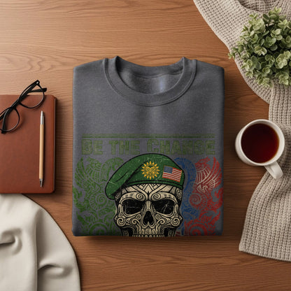 Be The Change Skull Design Graphic T-shirt