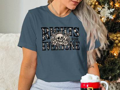 Skull and Flowers Rights For Everyone Graphic Tee