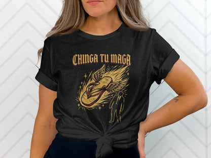 Chinga Tu MAGA T-Shirt, Anti Trump Political Tee, La Chancla Resist Shirt, Winged Flip Flop Funny Protest T-Shirts, Sarcastic Gift