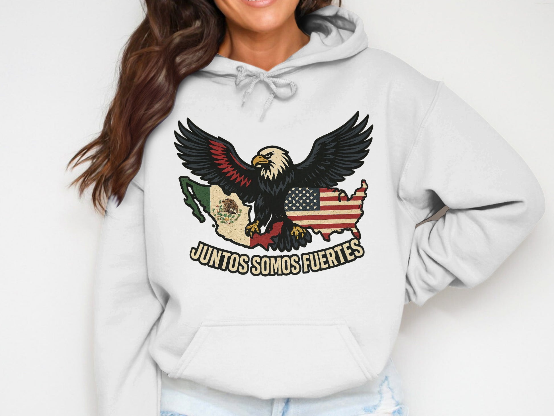 Juntos Somos Fuertes Eagle and Flag Hoodie product