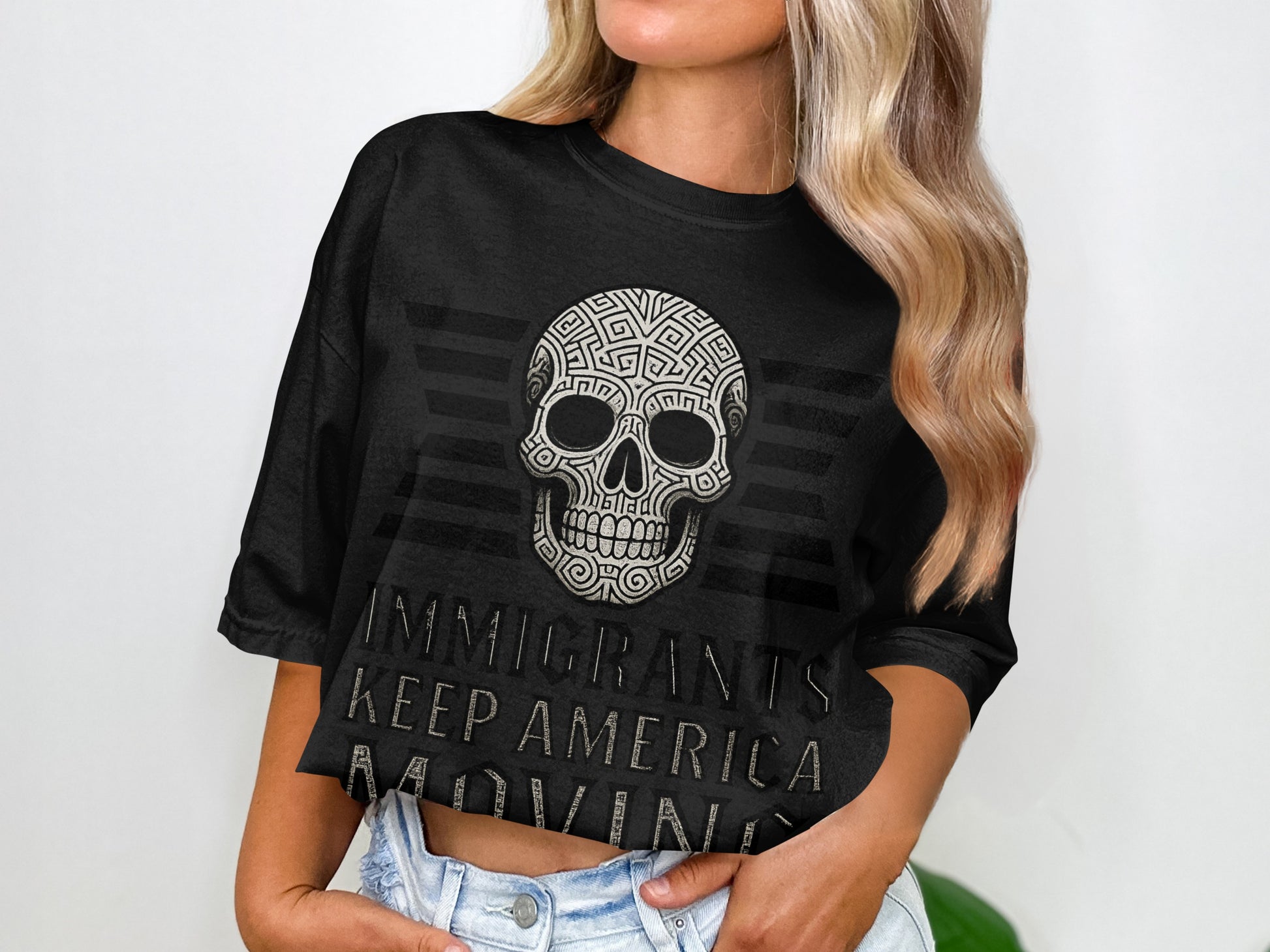 Immigrants Keep America Advancing Skull T-shirt