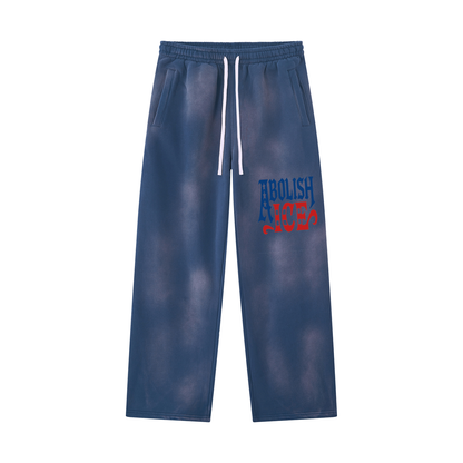 Abolish Ice Unisex Sunfade Wide Leg Fleece Sweatpants