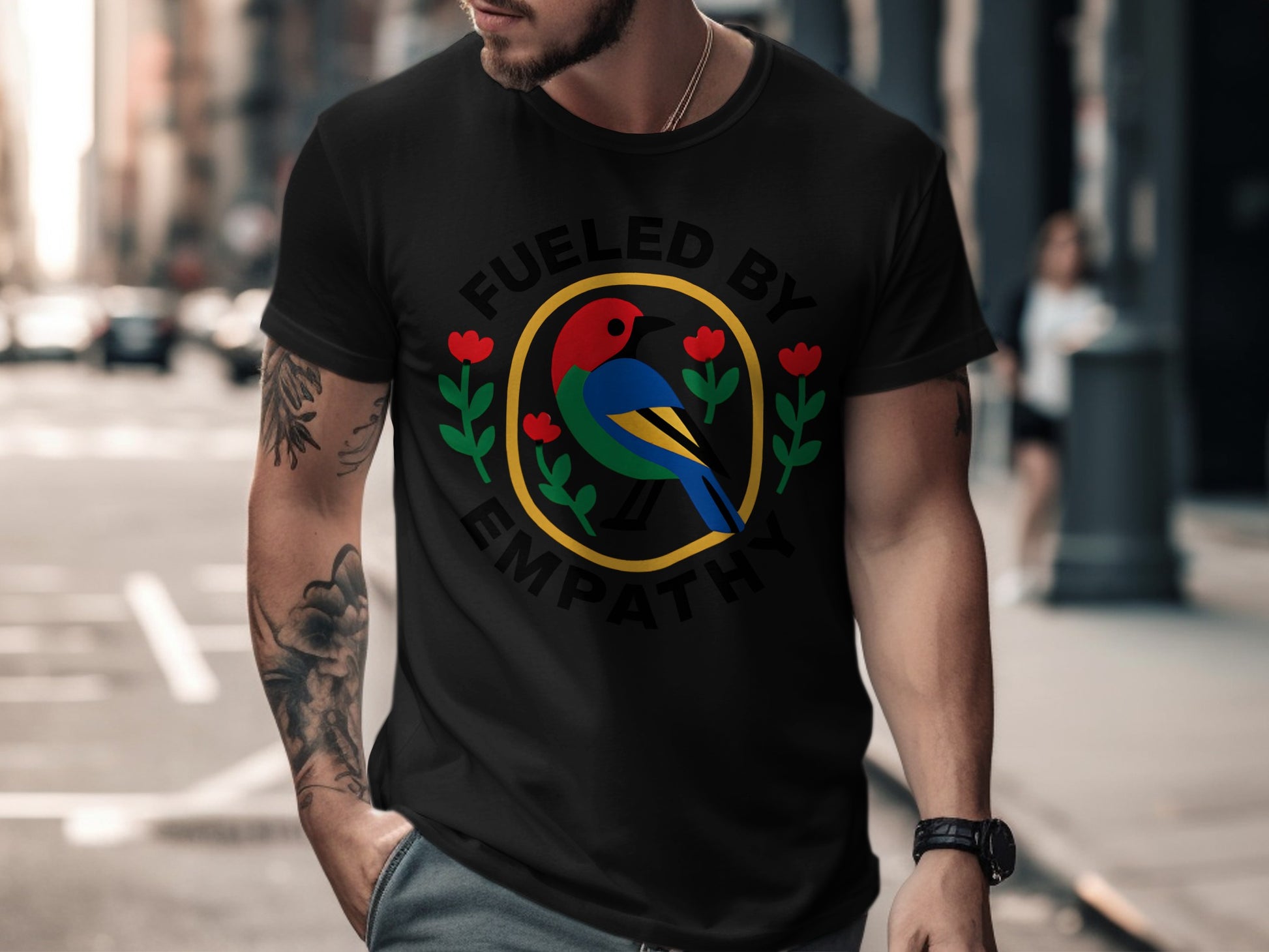 Fueled by Empathy Colorful Bird Graphic Shirt product type