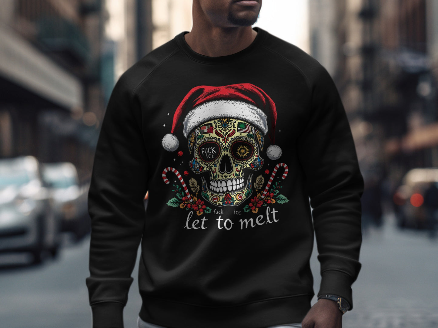 Let To Melt Skull Santa Hoodie Spirit