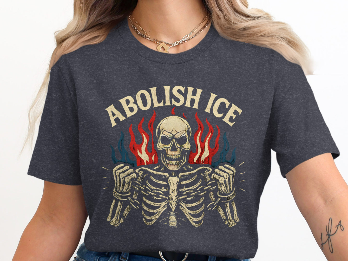 Abolish ICE Skeleton Design Fashionable Shirt Product