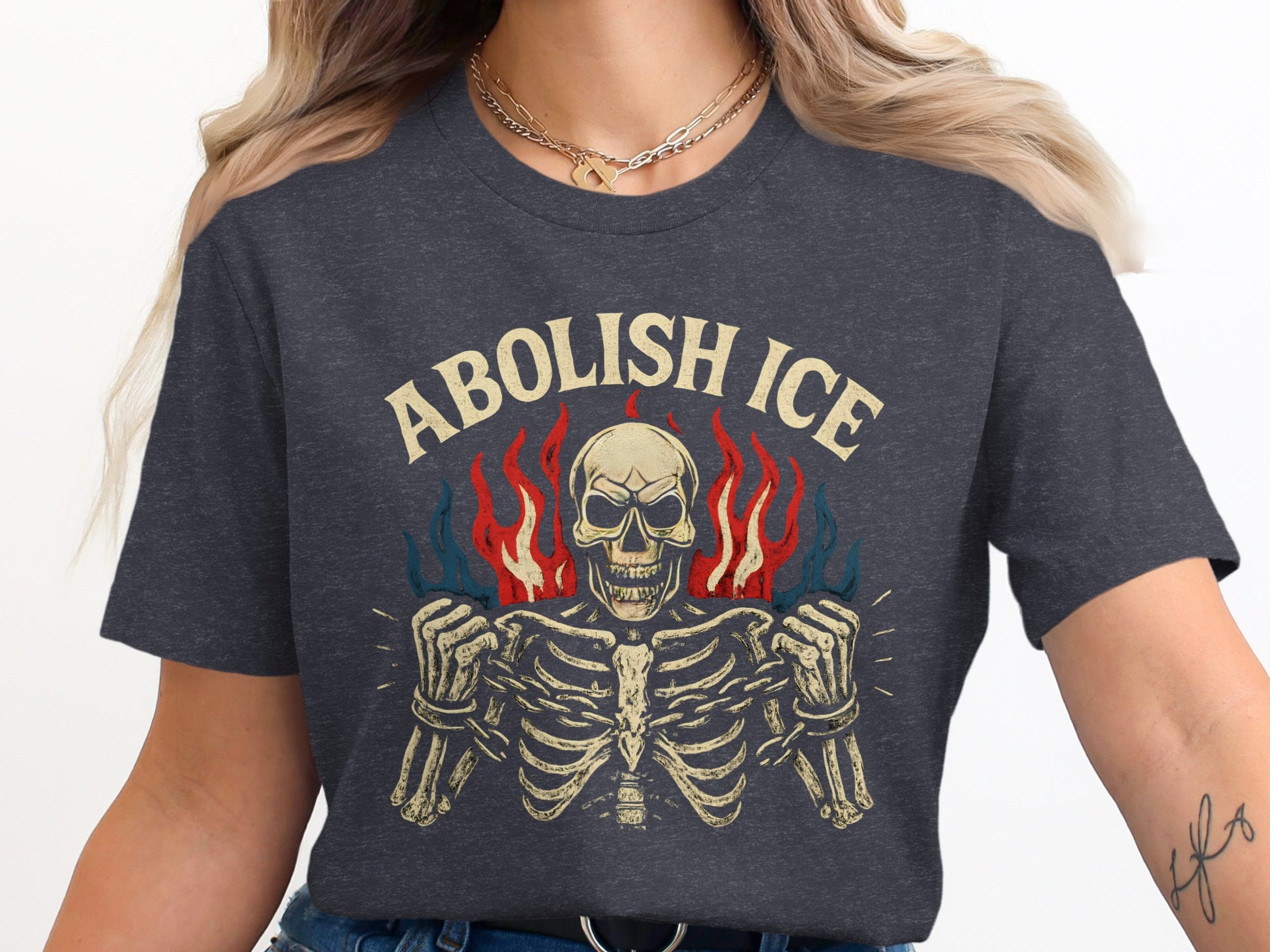Abolish ICE Skeleton Design Fashionable Shirt Product