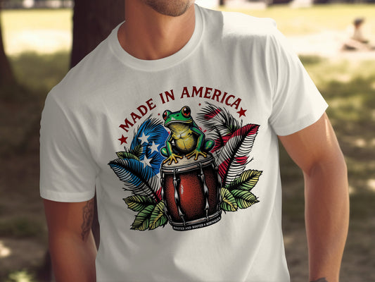 Make a Statement with Made in America Frog Drum T-shirt