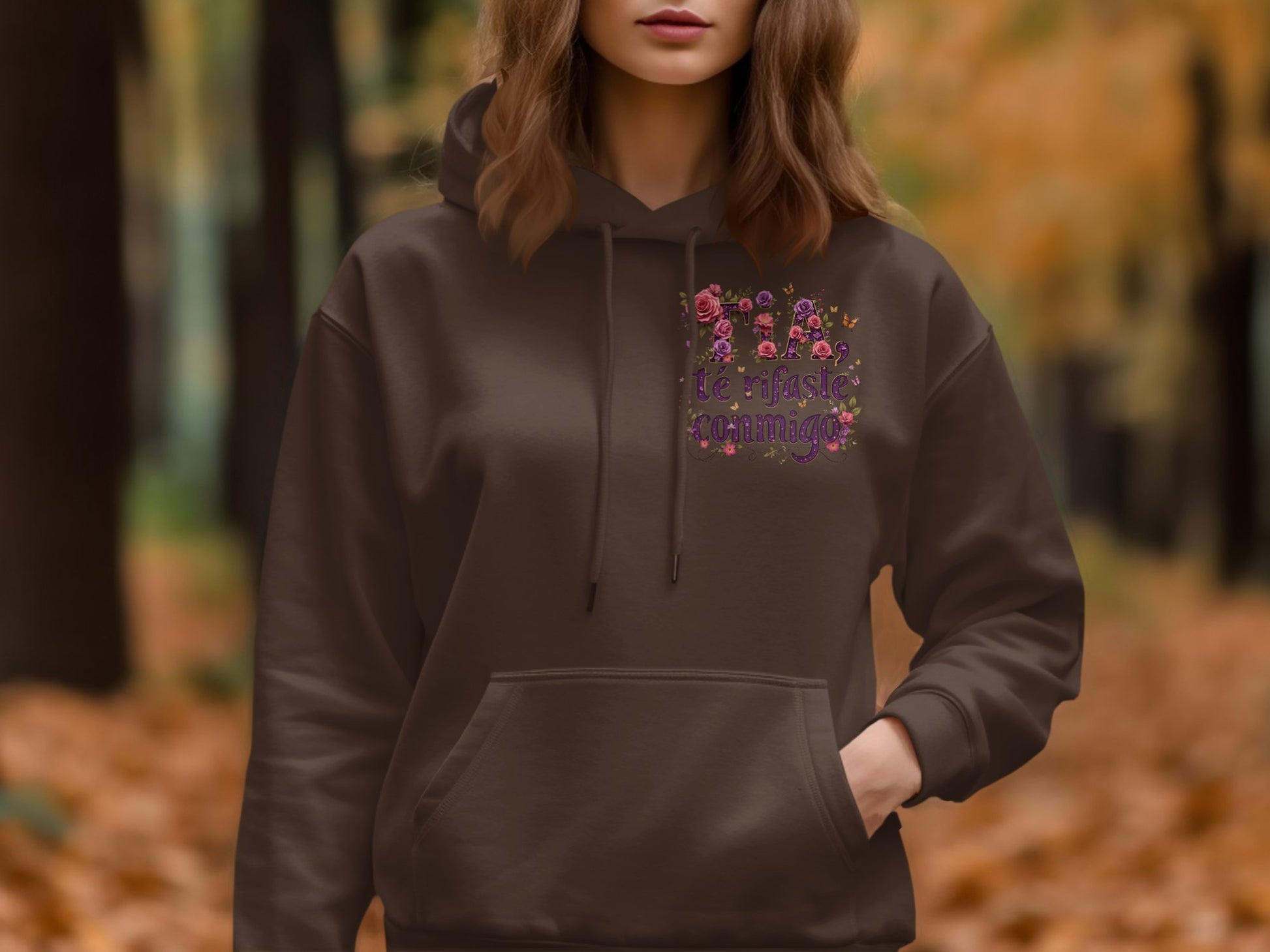 Floral Graphic Printed Brown Hoodie product