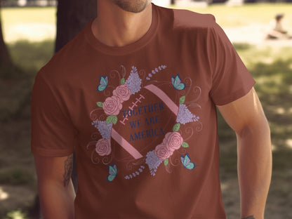 Together We Are America Floral Football T-Shirt