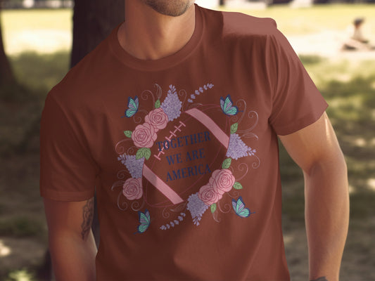 Together We Are America Floral Football T-Shirt