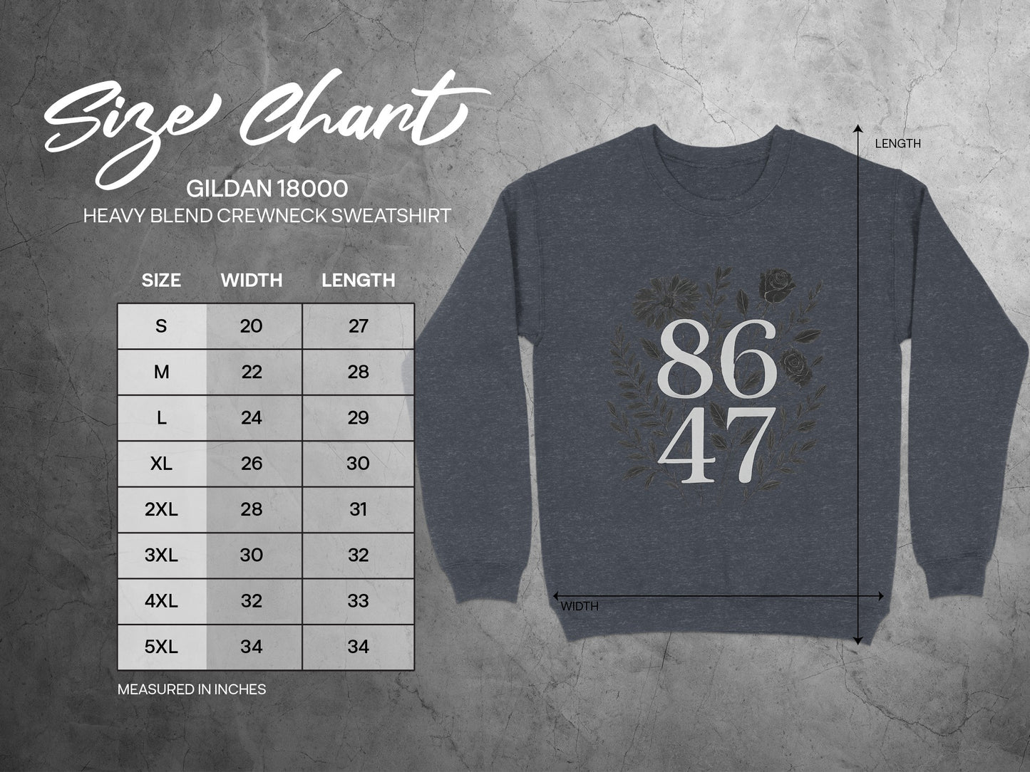 Elegant 8647 Design on Gildan 18000 Sweatshirt product type