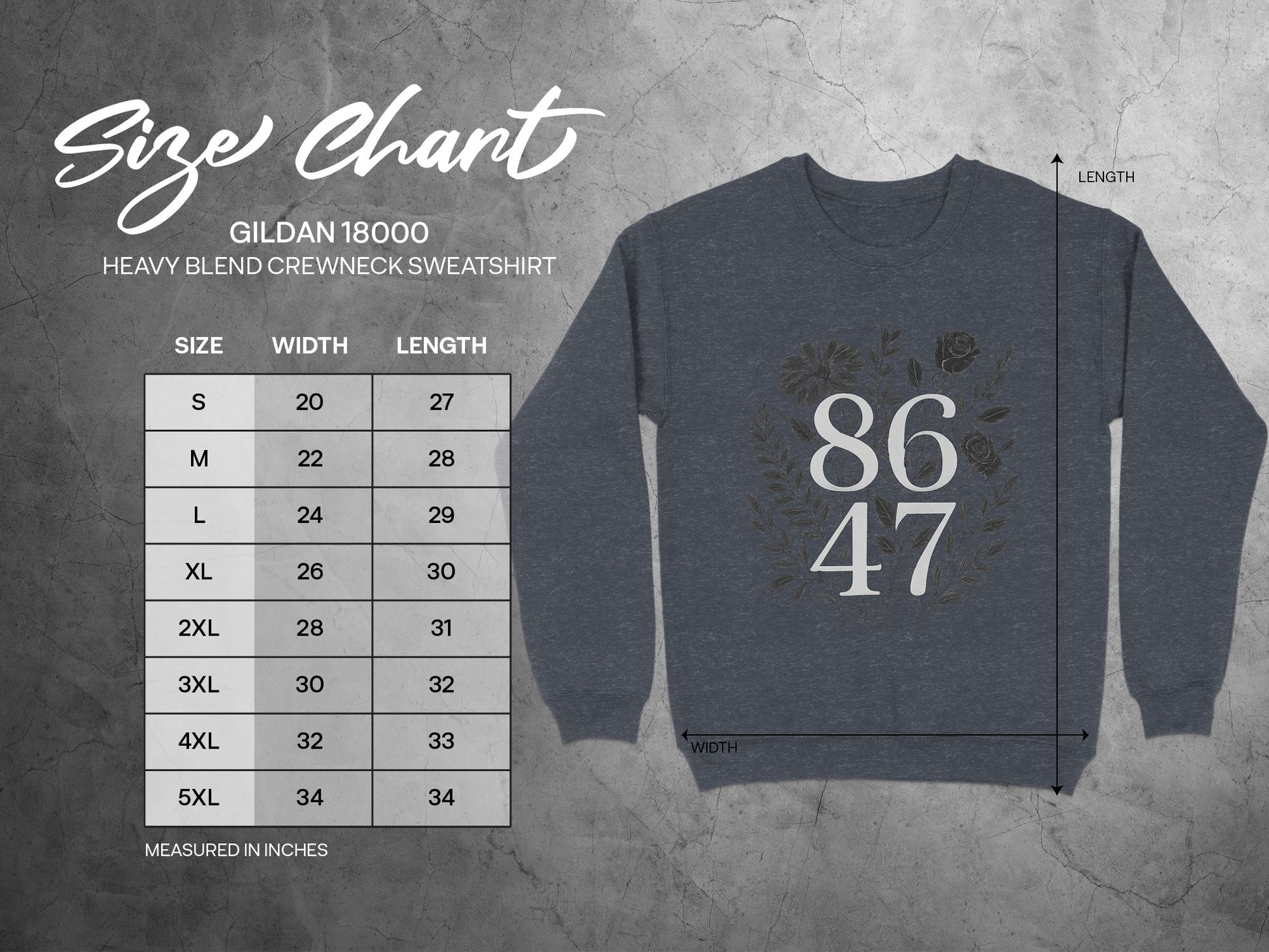 Elegant 8647 Design on Gildan 18000 Sweatshirt product type