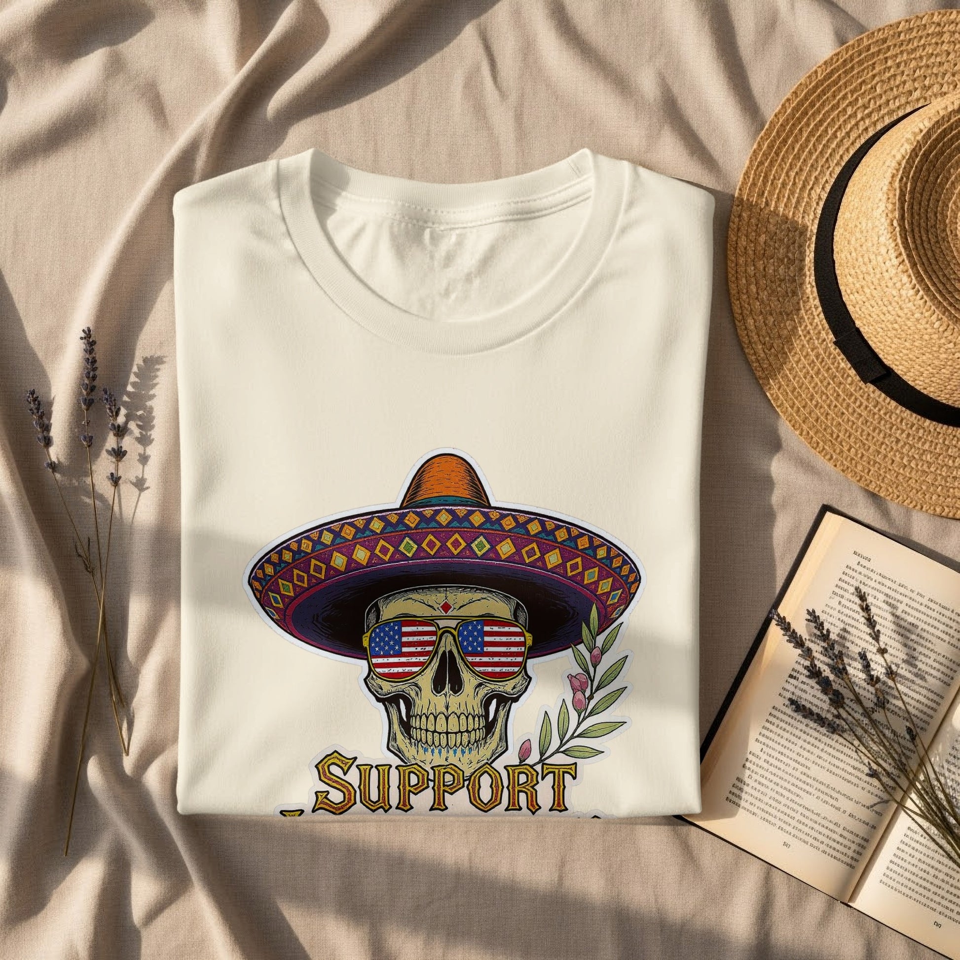 Support Skull Wearing Sunglasses Graphic T-Shirt product