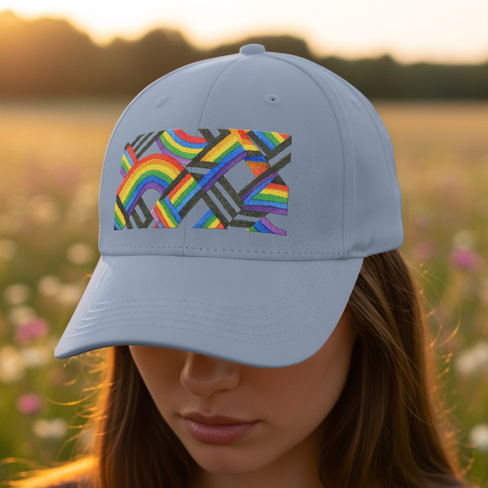 Colorful Geometric Artwork on Light Gray Hat product