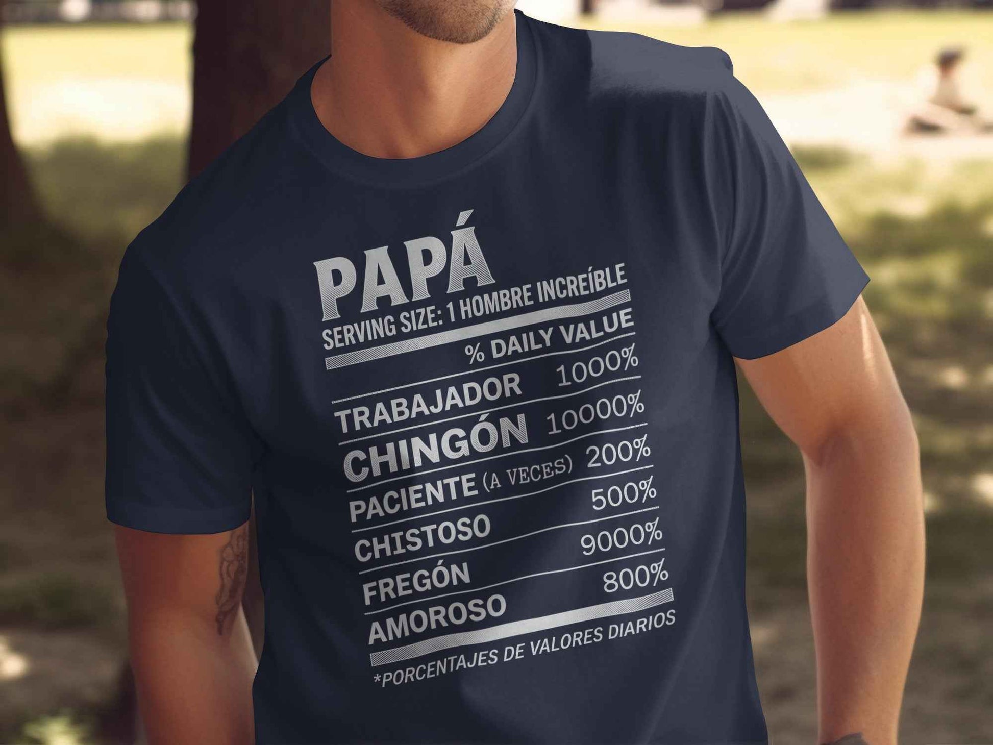 Dia de los Padres: Papa Humor Facts Tee Chingón Papá Daily Values Premium Tee