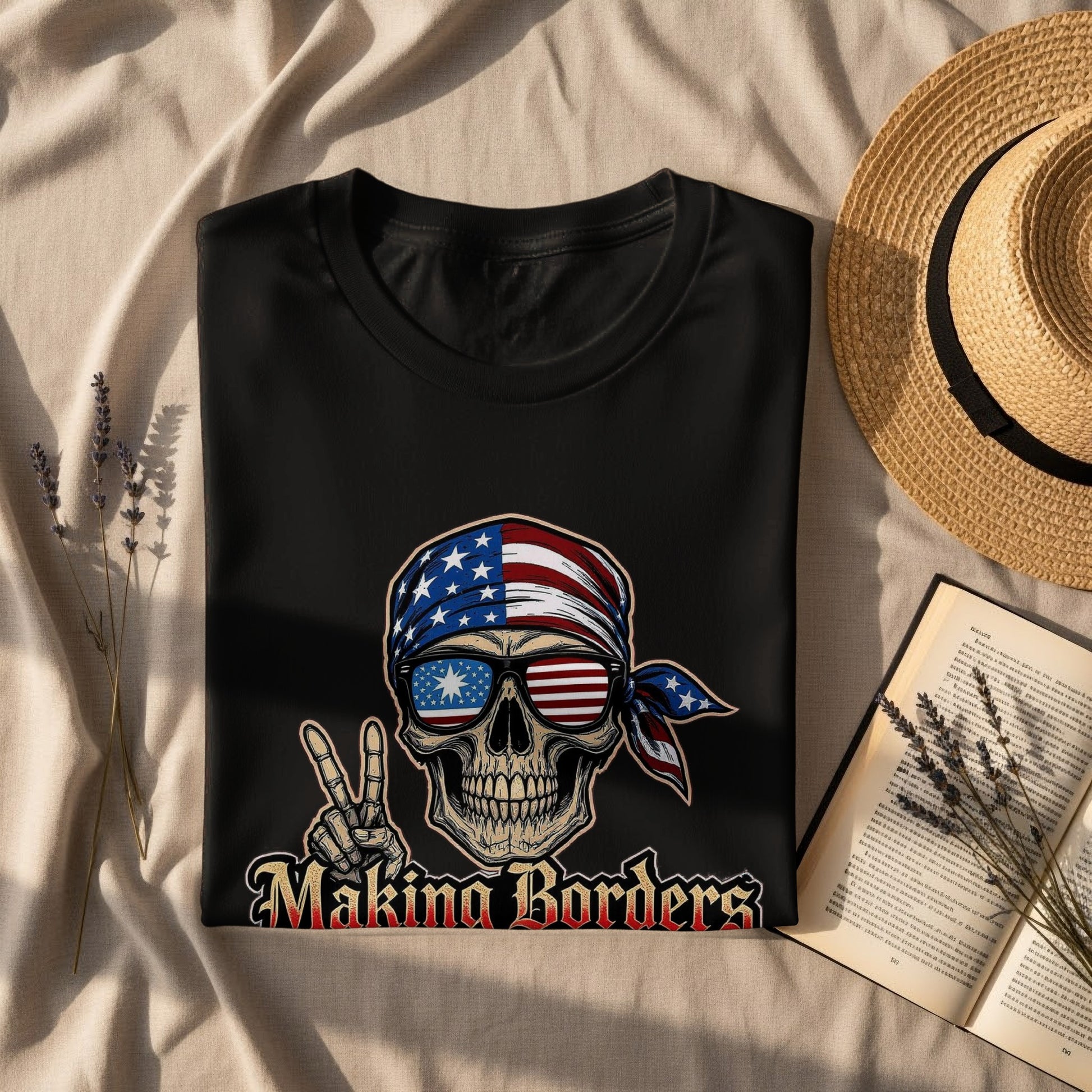 Making Borders Skull Design Peace Gesture T-Shirt Product