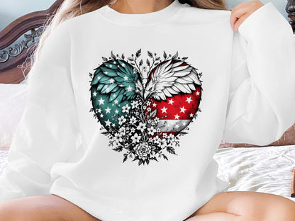 Patriotic Winged Heart Flower Design Sweater product type